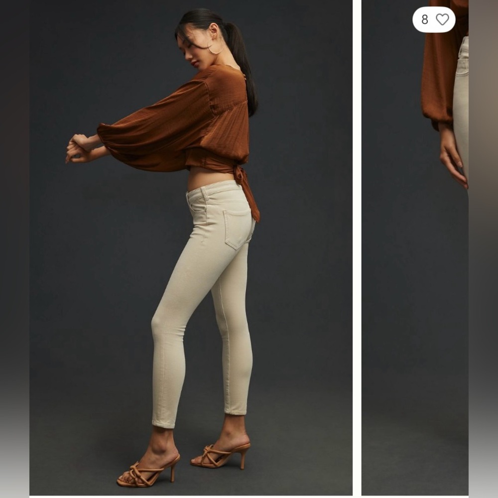 Anthropologie Pilcro Cream High-waisted Skinny Pants